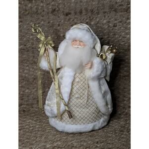 Vintage Lifestyle Studios Ivory & Gold Santa Claus Christmas Tree Topper 16”